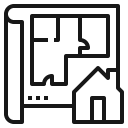 Icon Bauplan und Haus